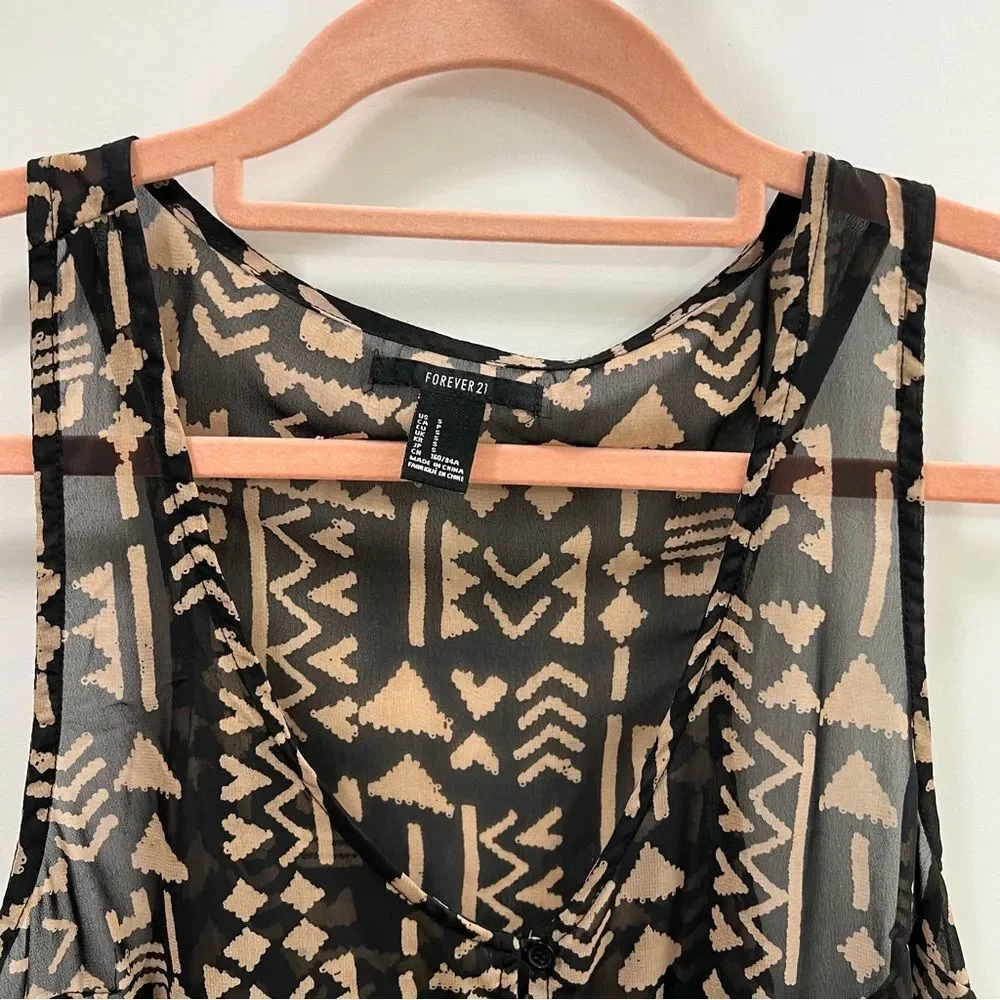 Forever 21 Tribal Print Sleeveless Top Size S - Picture 3 of 4